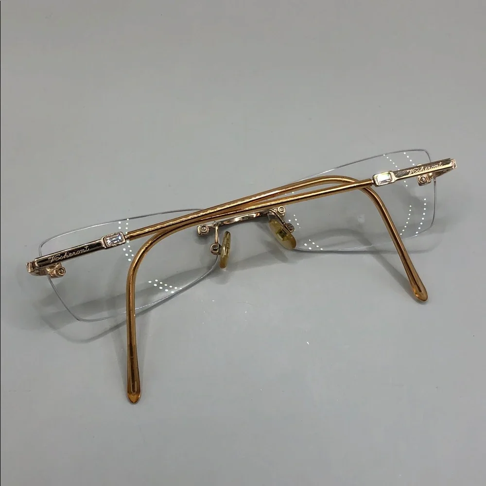 Paul Vosheront Italy rimless glasses 23k gold plated 54-18-140 UNISEX